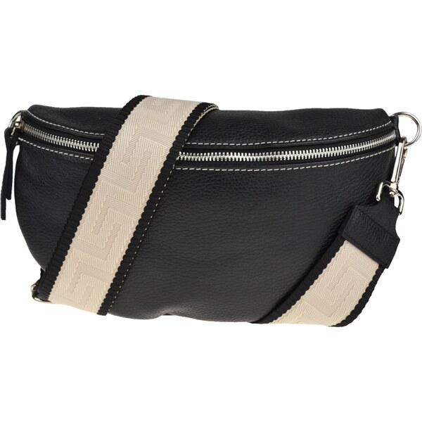 Čierna kožená talianska crossbody kabelka Reni Grande Nera s prídavným 49718266