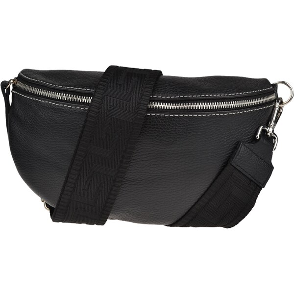 Čierna kožená talianska crossbody kabelka Reni Grande Nera s prídavným 49718269