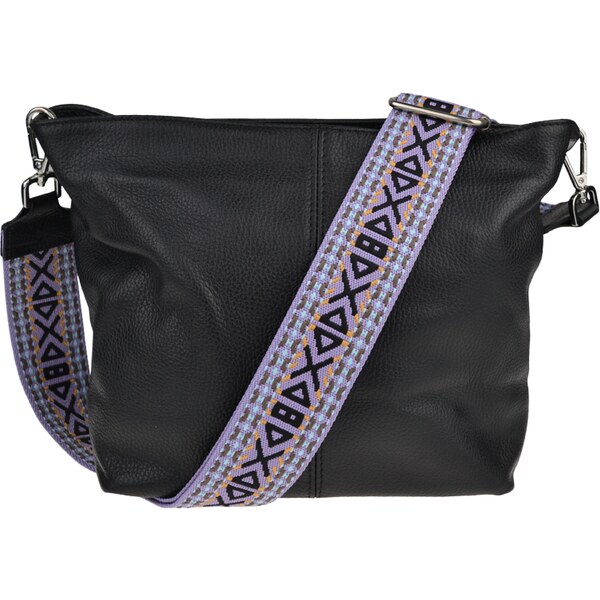 Čierna kožená talianska crossbody kabelka Prisca Nera s prídavným 49718275