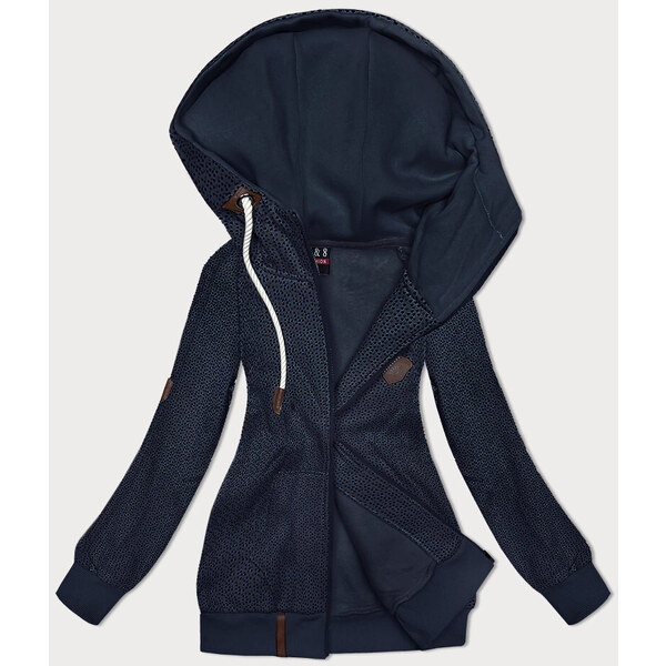 6&8 Fashion Tmavomodrá mikina s kapucňou so vzorom malých srdiečok 49808977