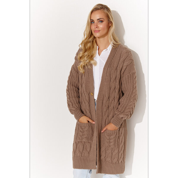 Sveter na gombíky model 184393 Makadamia 56430332