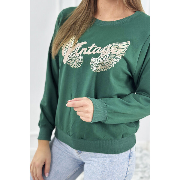 K-Fashion Mikina s potlačou tmavozelená 49802152