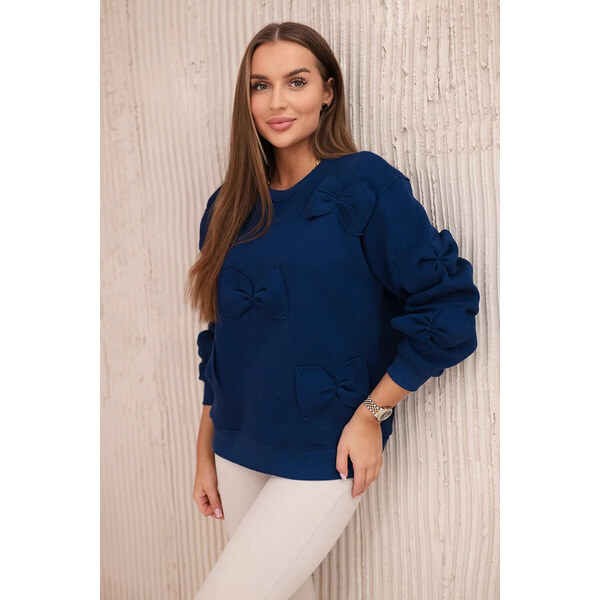 K-Fashion Zateplená mikina so sťahovacou šnúrkou a ozdobnými mašľami 49804357