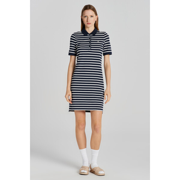 ŠATY GANT STRIPED SHIELD SS PIQUE POLO DRESS EVENING BLUE 49844654