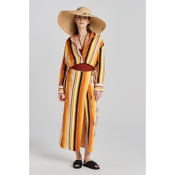 BLÚZKA GANT REL STRIPED SHORT TIE BAND SHIRT MEDAL YELLOW 49844669