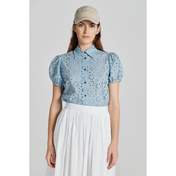 BLÚZKA GANT REG BRODERIE ANGLAISE SS SHIRT DOVE BLUE 49844674