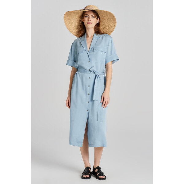 ŠATY GANT REL POCKET SS SHIRT DRESS DOVE BLUE 49844685