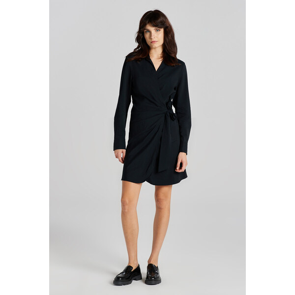 ŠATY GANT SLIM WRAP SHIRT DRESS BLACK 49844687