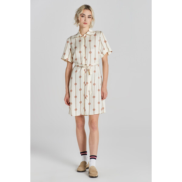 ŠATY GANT SLIM PRINTED SS SHIRT DRESS DARK KHAKI 49844692