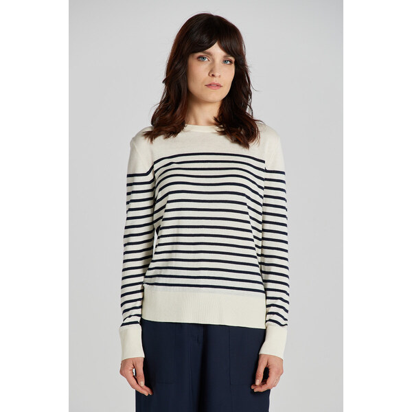 SVETER GANT FINE KNIT STRIPED C-NECK CREAM 49844705