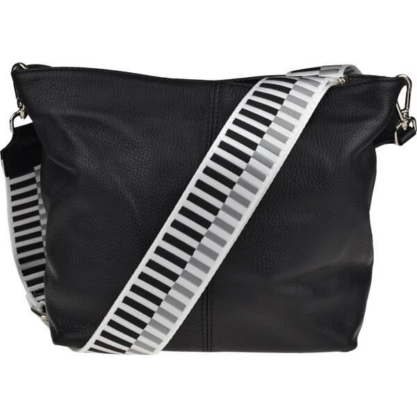 Čierna kožená talianska crossbody kabelka Prisca Nera s prídavným 49845396