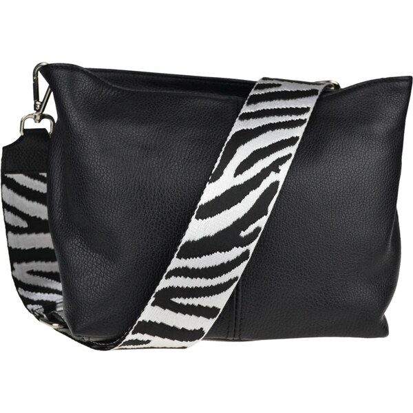 Čierna kožená talianska crossbody kabelka Batilda Nera s prídavným 49862034