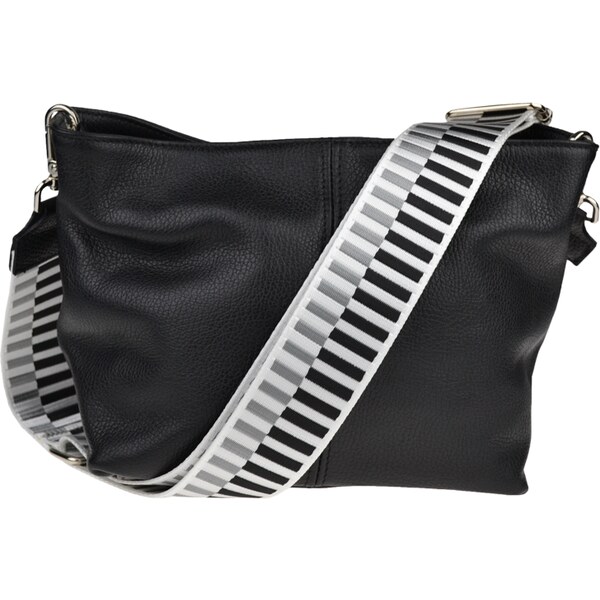 Čierna kožená talianska crossbody kabelka Batilda Nera s prídavným 49862028