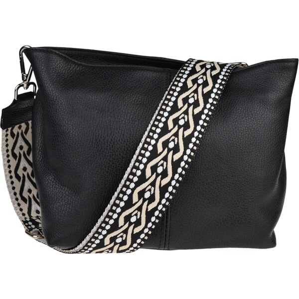 Čierna kožená talianska crossbody kabelka Batilda Nera s prídavným 49876870