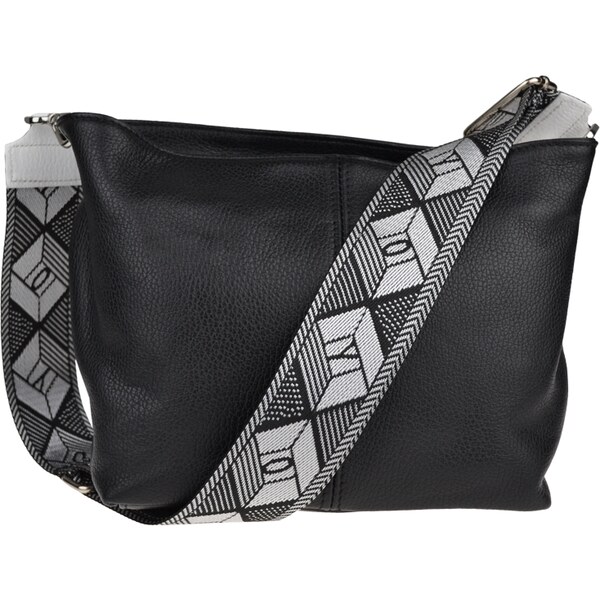 Čierna kožená talianska crossbody kabelka Batilda Nera s prídavným 49876871