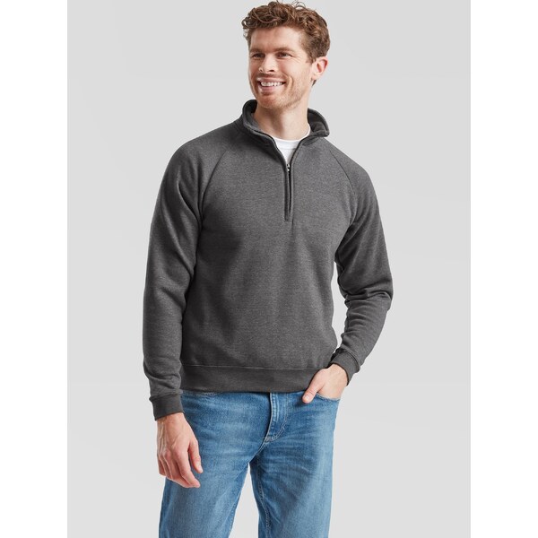 Grey Mens Sweatshirt Zip Neck Sweat Fruit of the Loom 50508679