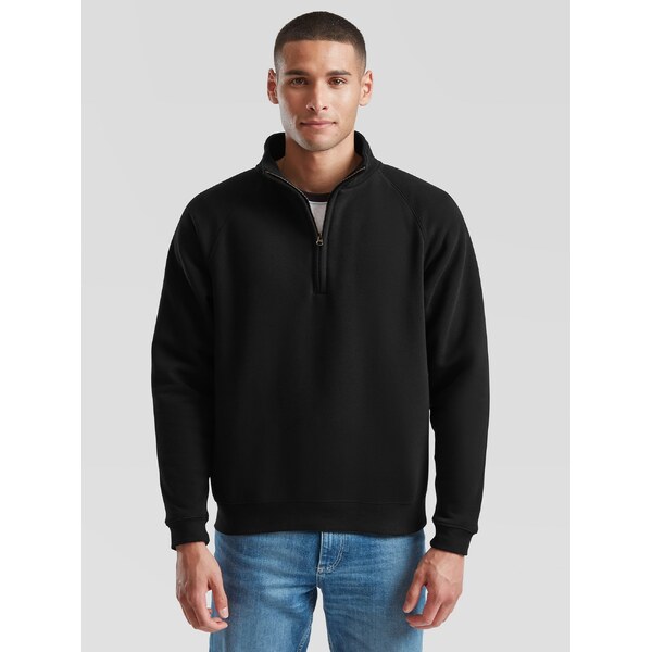 Black Mens Zip Neck Sweatshirt Fruit of the Loom 50517988