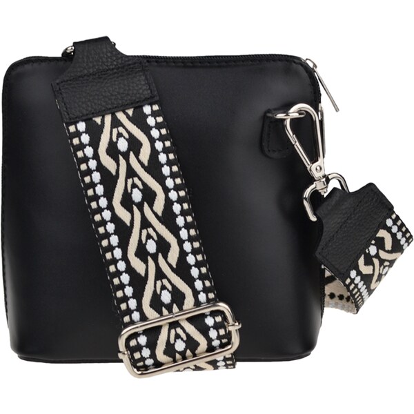 Čierna kožená talianska crossbody kabelka Grana Nera s prídavným 49876873