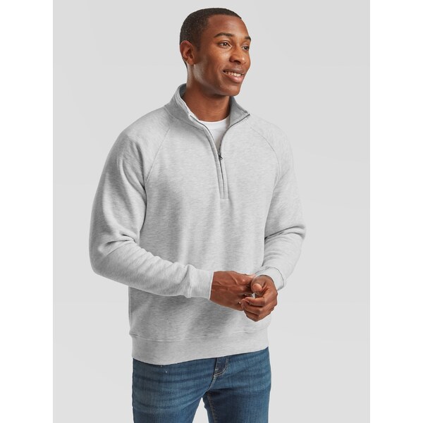 Grey Mens Sweatshirt Zip Neck Sweat Fruit of the Loom 50558858