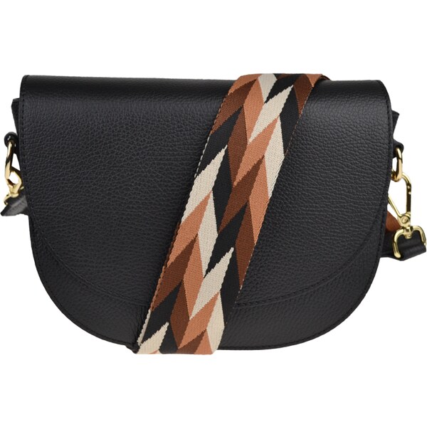 Čierna kožená talianska crossbody kabelka Ramona Nera s prídavným 49923197