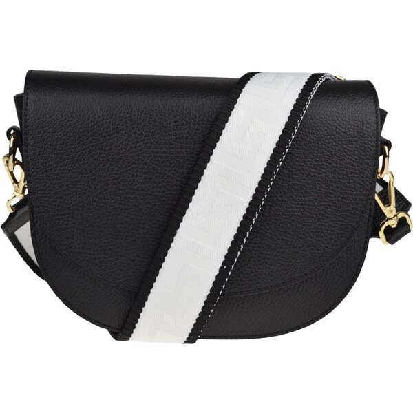 Čierna kožená talianska crossbody kabelka Ramona Nera s prídavným 49923199