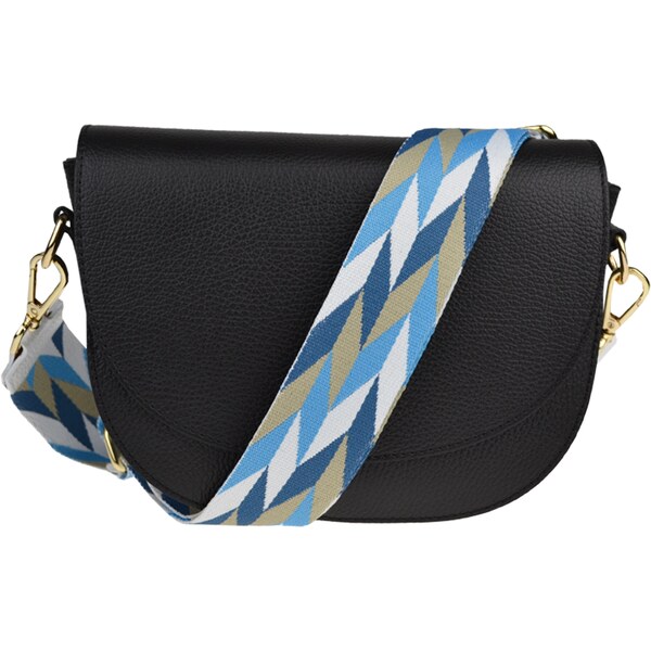 Čierna kožená talianska crossbody kabelka Ramona Nera s prídavným 49923195