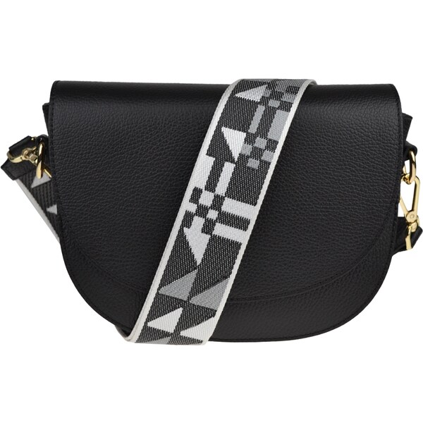 Čierna kožená talianska crossbody kabelka Ramona Nera s prídavným 49923203