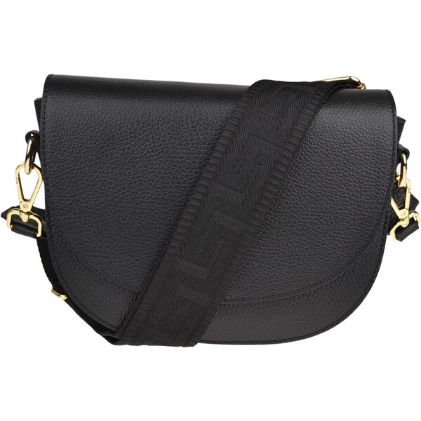 Čierna kožená talianska crossbody kabelka Ramona Nera s prídavným 49923200