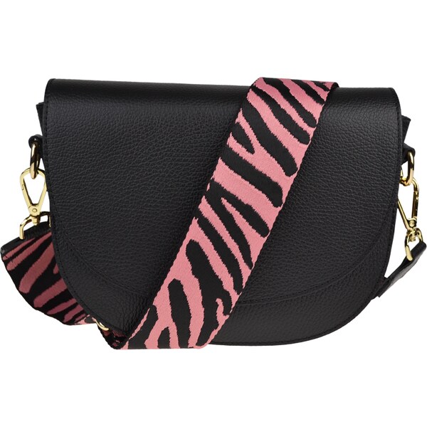 Čierna kožená talianska crossbody kabelka Ramona Nera s prídavným 49923201