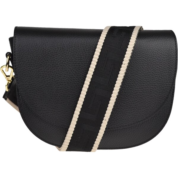 Čierna kožená talianska crossbody kabelka Ramona Nera s prídavným 49923202