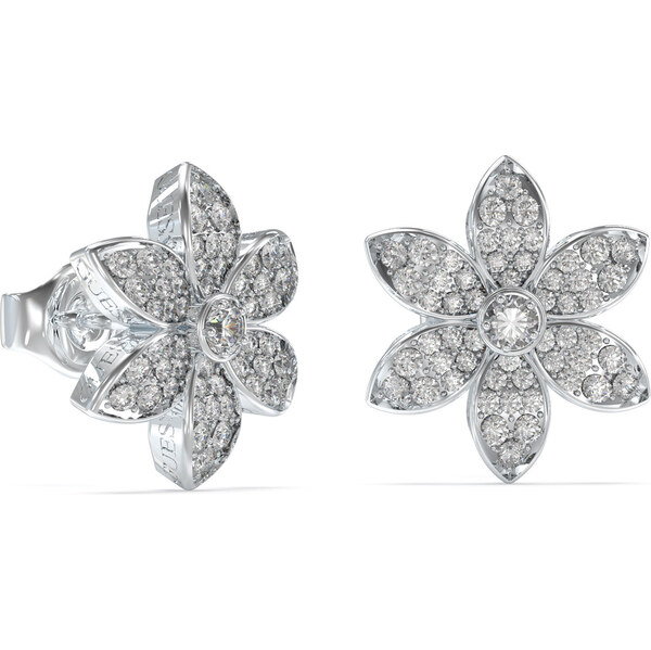 Guess Oceľové náušnice so zirkónmi White Lotus JUBE04145JWRHT/U 66588848