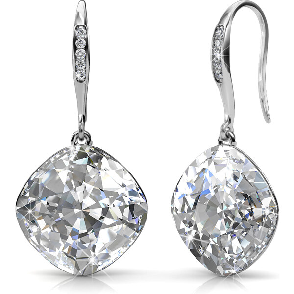 Royal Fashion strieborné náušnice pozlátené 18k bielym zlatom 54135508