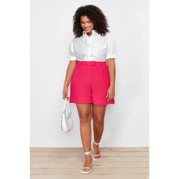 Trendyol Curve Ružové Tkané Šortky 50574756