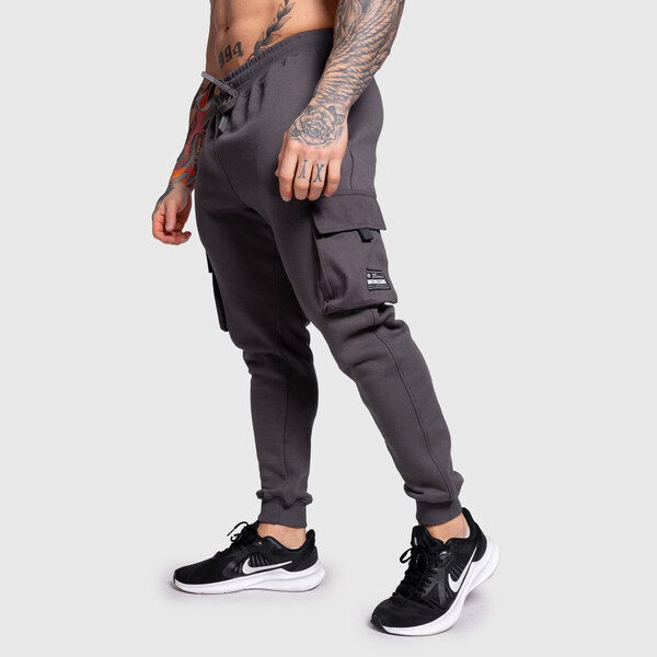 Pánske tepláky Iron Aesthetics Cargo Joggers, tmavosivé 49958606