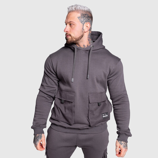 Mikina s kapucňou Iron Aesthetics Cargo Hoodie, tmavosivá 49958603