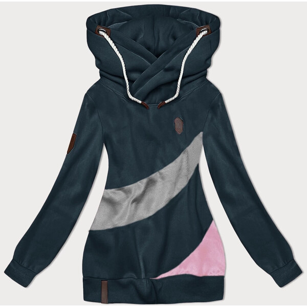 6&8 Fashion Hrubšia dámska mikina s pruhmi v morskej šedej farbe (2302 49965477