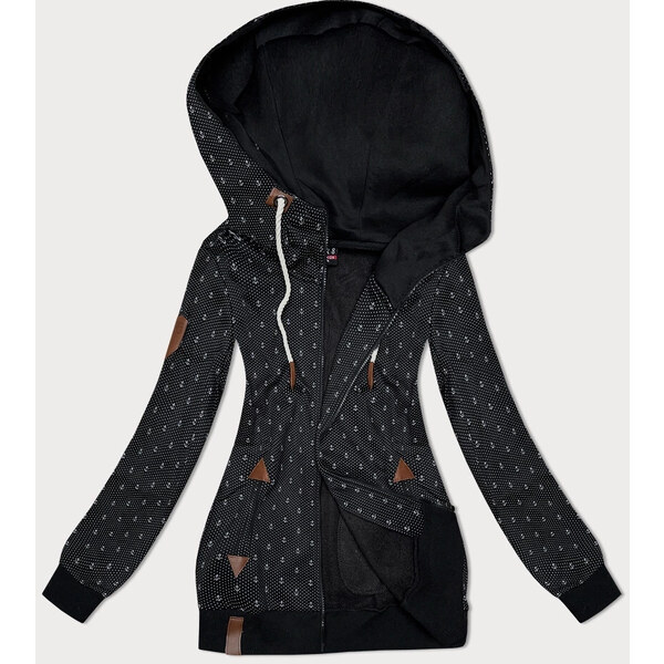 6&8 Fashion Čierna dámska mikina na zips s kapucňou a sťahovacou 65449738