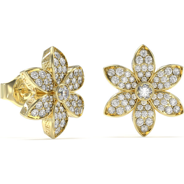 Guess Pozlátené náušnice so zirkónmi White Lotus JUBE04145JWYGT/U 66594858