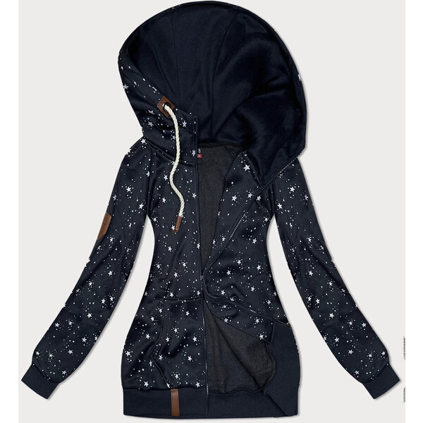 6&8 Fashion Tmavomodrá dámska mikina s kapucňou a hviezdičkovým vzorom 65449609