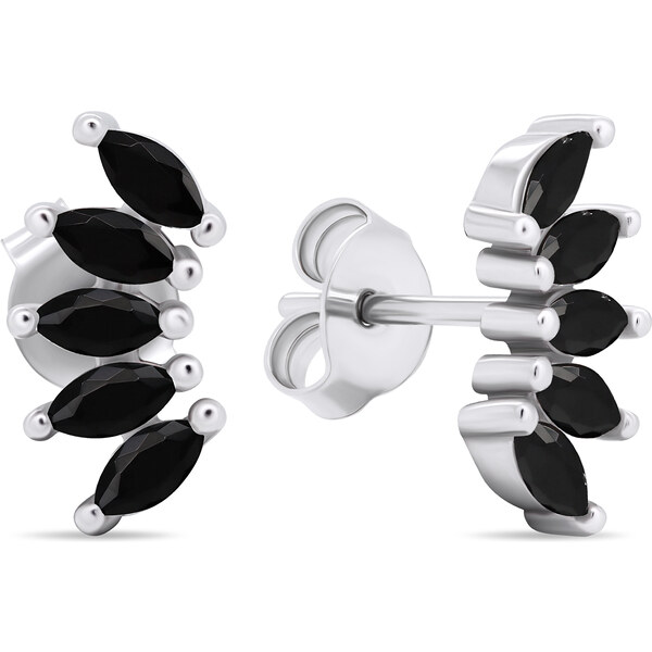 Brilio Silver Neprehliadnuteľné strieborné náušnice s čiernymi 66597116