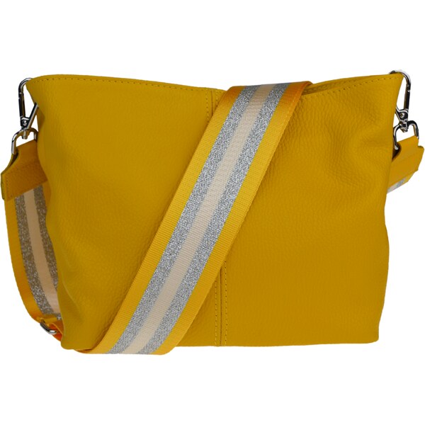 Žltá kožená talianska crossbody kabelka Batilda Gialla Chiaro s 50016112