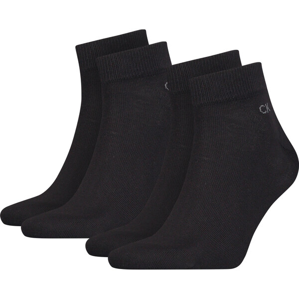 CALVIN KLEIN - pánske ponožky 2PACK quarter black logo CK 50017234