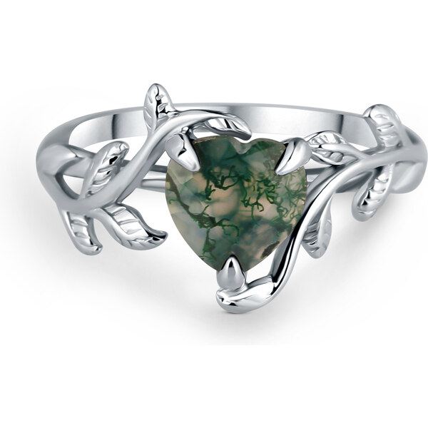 Olivie Strieborný prsteň MACHOVÝ ACHÁT 7373 40771581