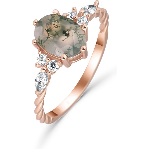 Olivie Strieborný prsteň MACHOVÝ ACHÁT ROSE 7752 45531713