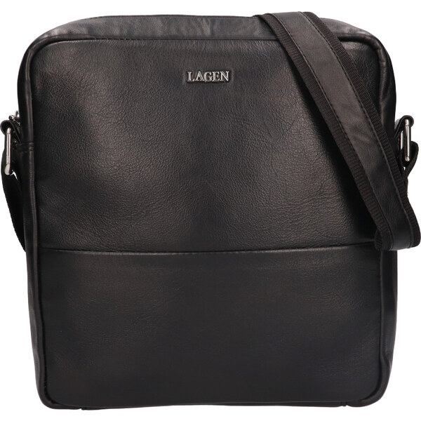 Lagen Pánska kožená taška cez rameno 292-4P-500-1 čierna 50039720