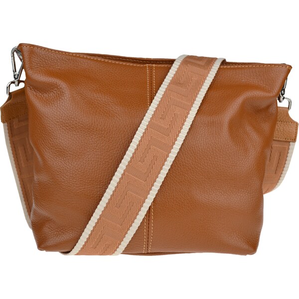 Camel kožená talianska crossbody kabelka Prisca Camel s prídavným 50044635