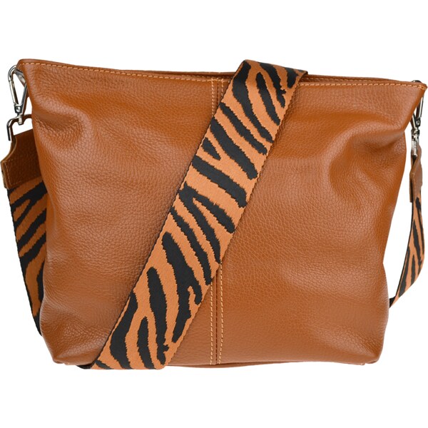 Camel kožená talianska crossbody kabelka Prisca Camel s prídavným 50044637