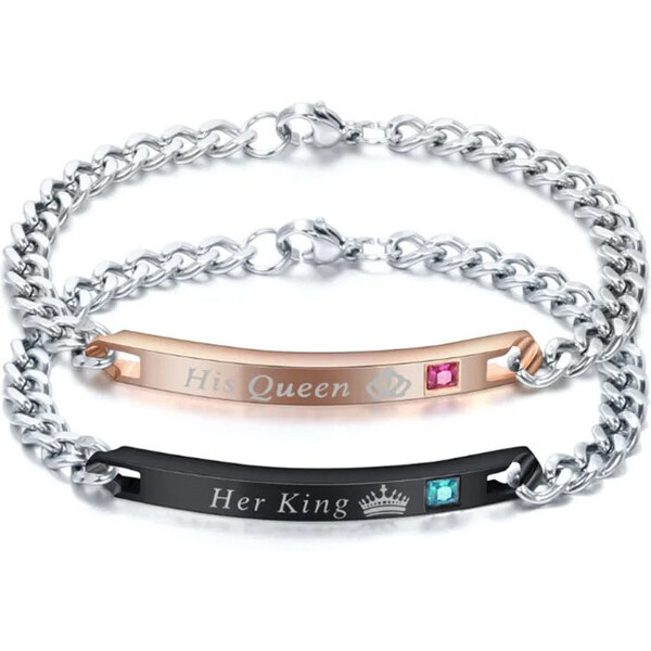 BudNej Náramky pre páry HER KING and HIS QUEEN MN3074 50066385