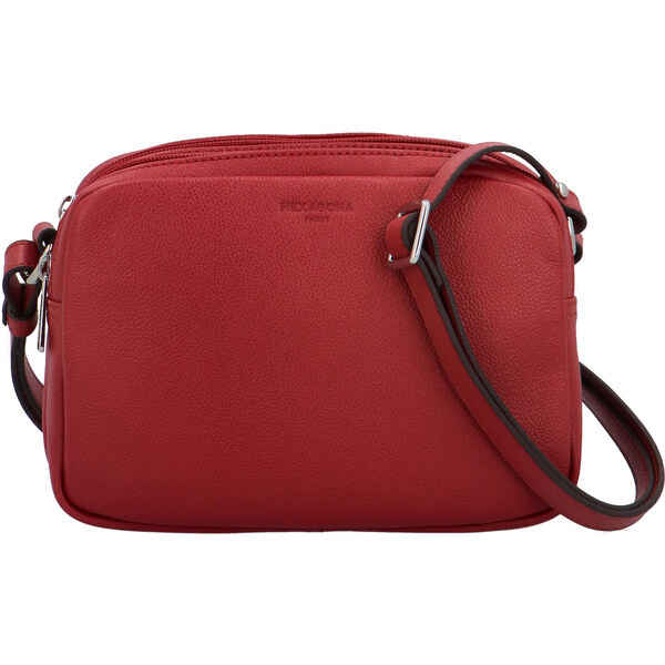 Dámska kožená crossbody kabelka tmavočervená - Hexagona Vilia červená 50072674