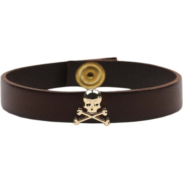 Scalpers Náramok Skull tmavohnedá / zlatá 54234057